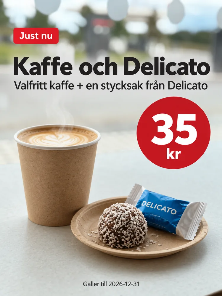 Kaffe och Delicato, 35 kr