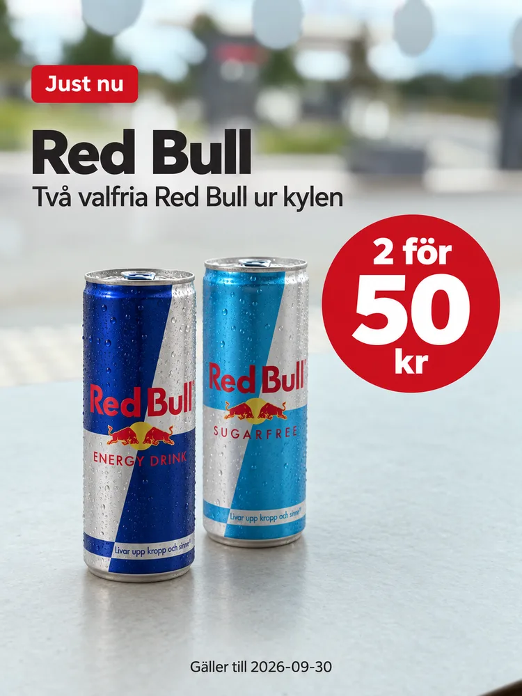 Red Bull, två för 50 kr
